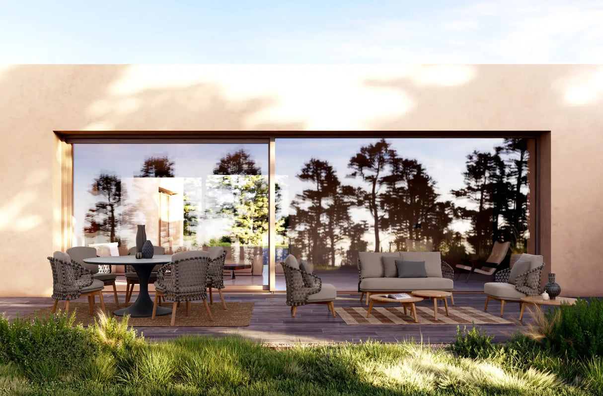 Outdoor Sofa 2/3-Sitzer Eularia aus Aluminium, Seil und Teakholz - ZEN ZONE Furniture