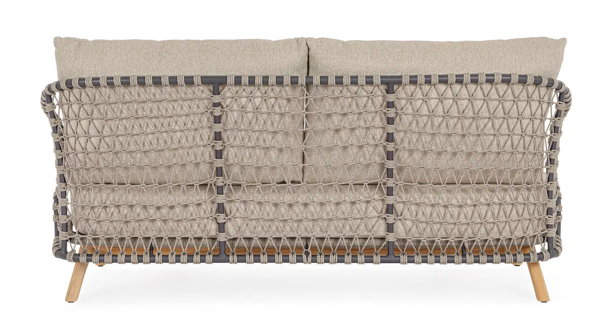 Outdoor Sofa 2/3-Sitzer Eularia aus Aluminium, Seil und Teakholz - ZEN ZONE Furniture