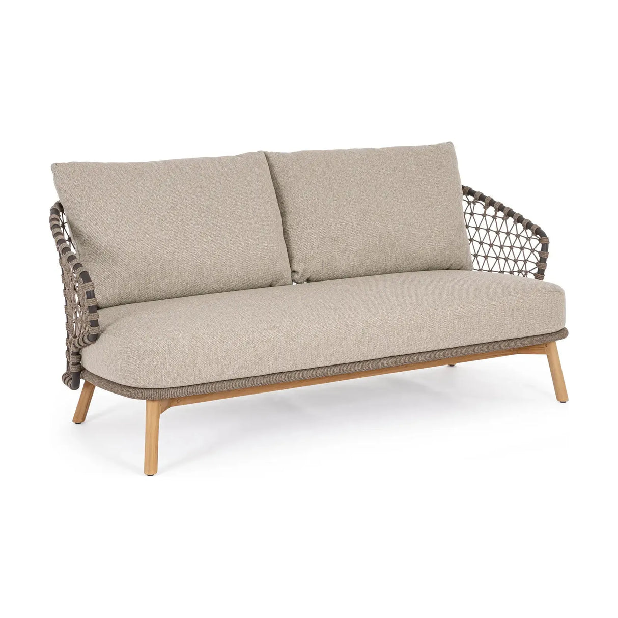 Outdoor Sofa 2/3-Sitzer Eularia aus Aluminium, Seil und Teakholz - ZEN ZONE Furniture