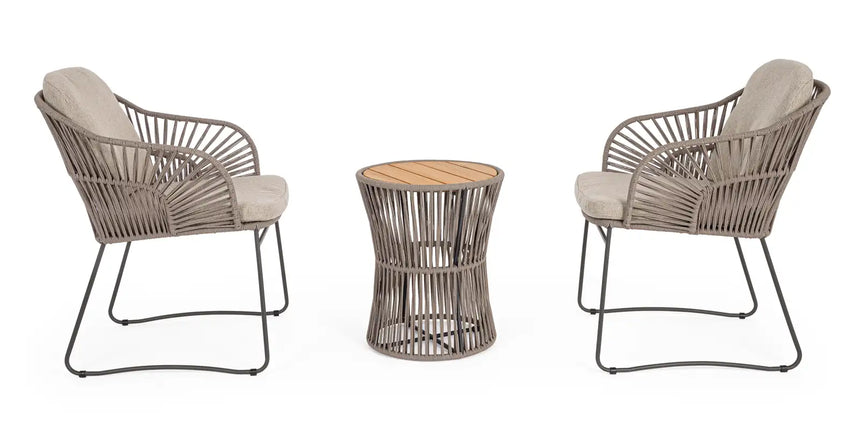 Gartenstuhl Carles aus Stahl und Seil mit Armlehnen - ZEN ZONE Furniture