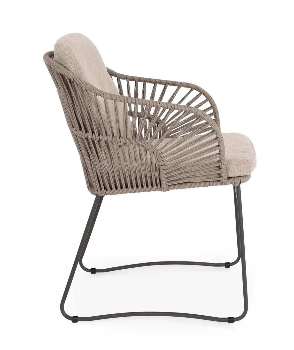 Gartenstuhl Carles aus Stahl und Seil mit Armlehnen - ZEN ZONE Furniture