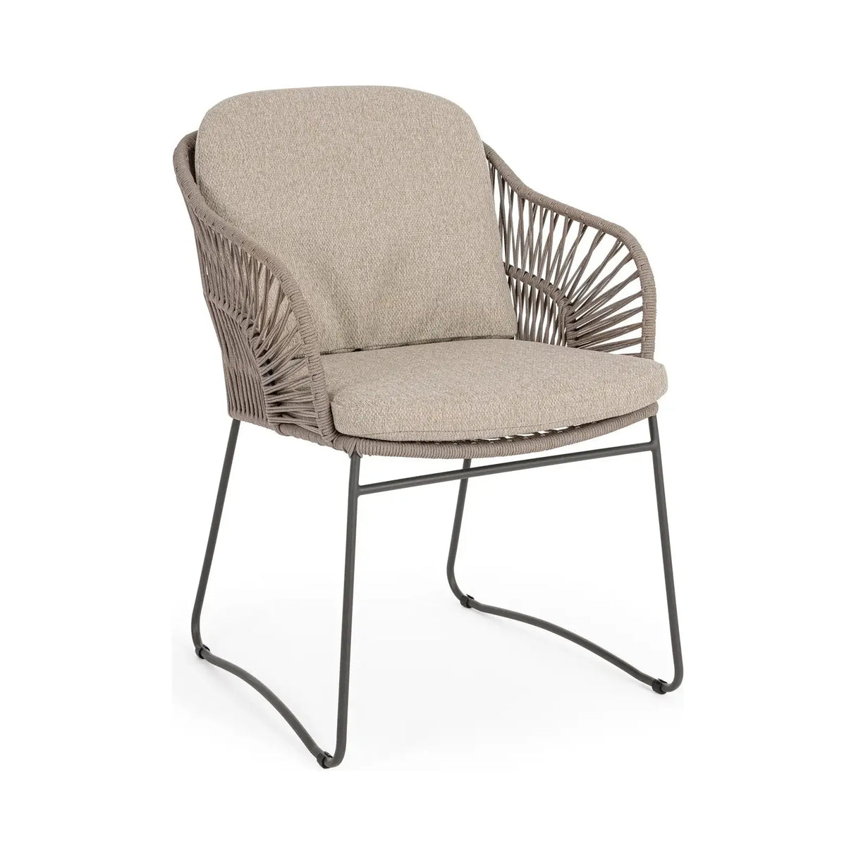 Gartenstuhl Carles aus Stahl und Seil mit Armlehnen - ZEN ZONE Furniture