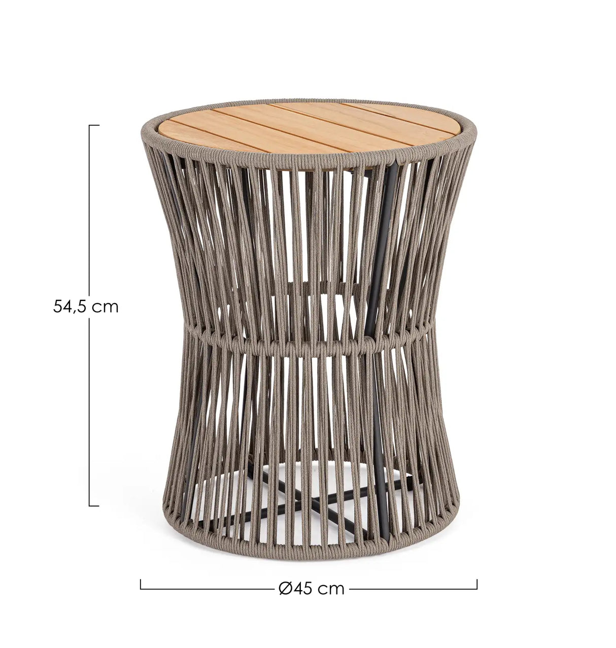 Garten Couchtisch Carles aus Seil und Teakholz 45x45x54 cm - ZEN ZONE Furniture