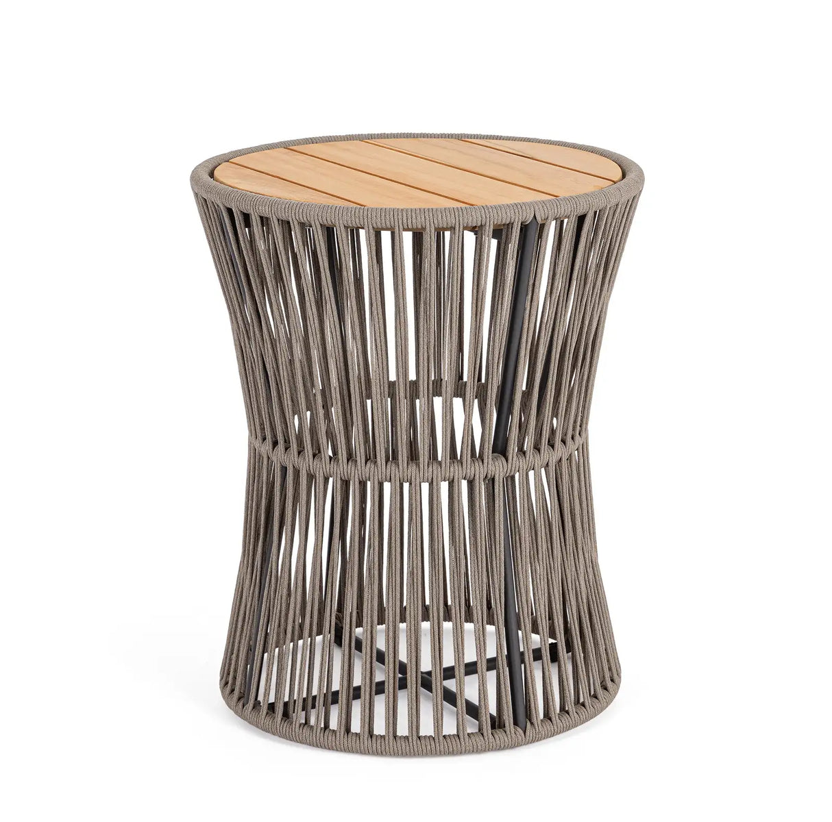 Garten Couchtisch Carles aus Seil und Teakholz 45x45x54 cm - ZEN ZONE Furniture