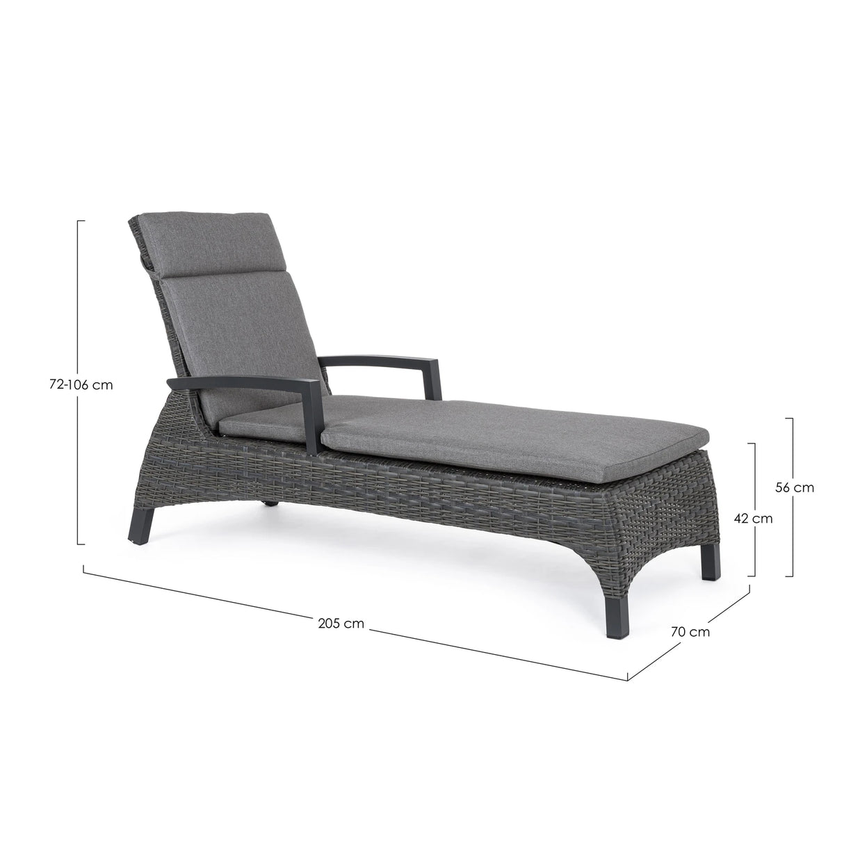 Gartenliege Britton mit Kissen Anthrazit JX55 - ZEN ZONE Furniture