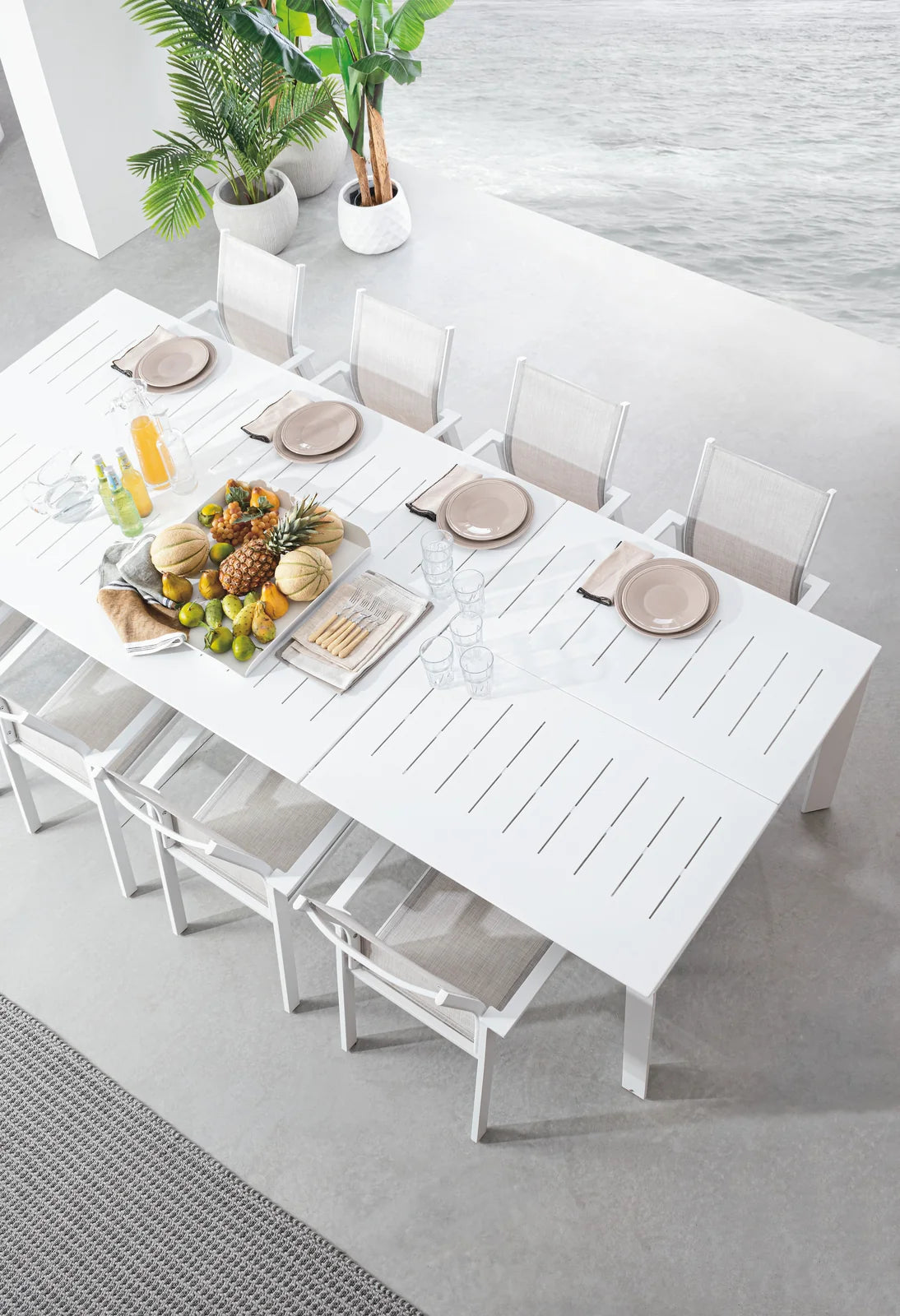 Gartentisch ausziehbar 200-300x110 Weiß CX21 Konnor - ZEN ZONE Furniture
