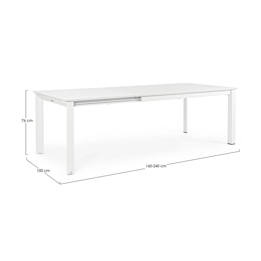 Gartentisch ausziehbar 160-240x100 Weiß CX21 Konnor - ZEN ZONE Furniture