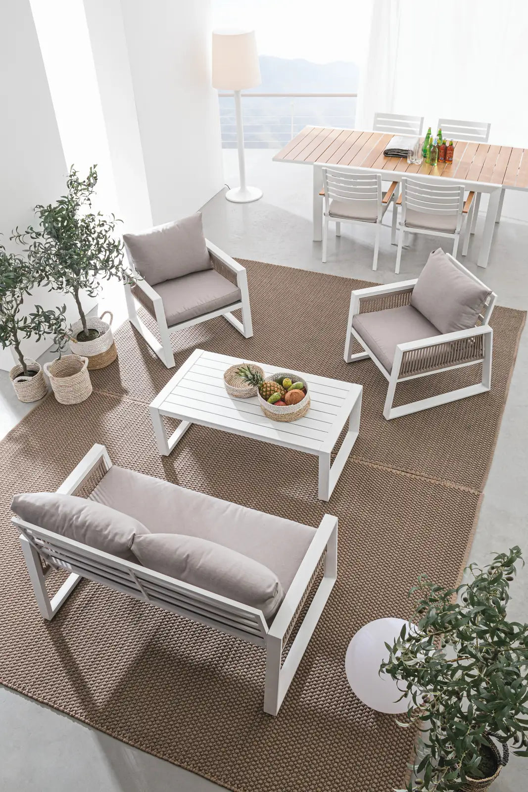 Gartenlounge Set 4er Set mit Kissen Captiva Weiß LH30 - ZEN ZONE Furniture