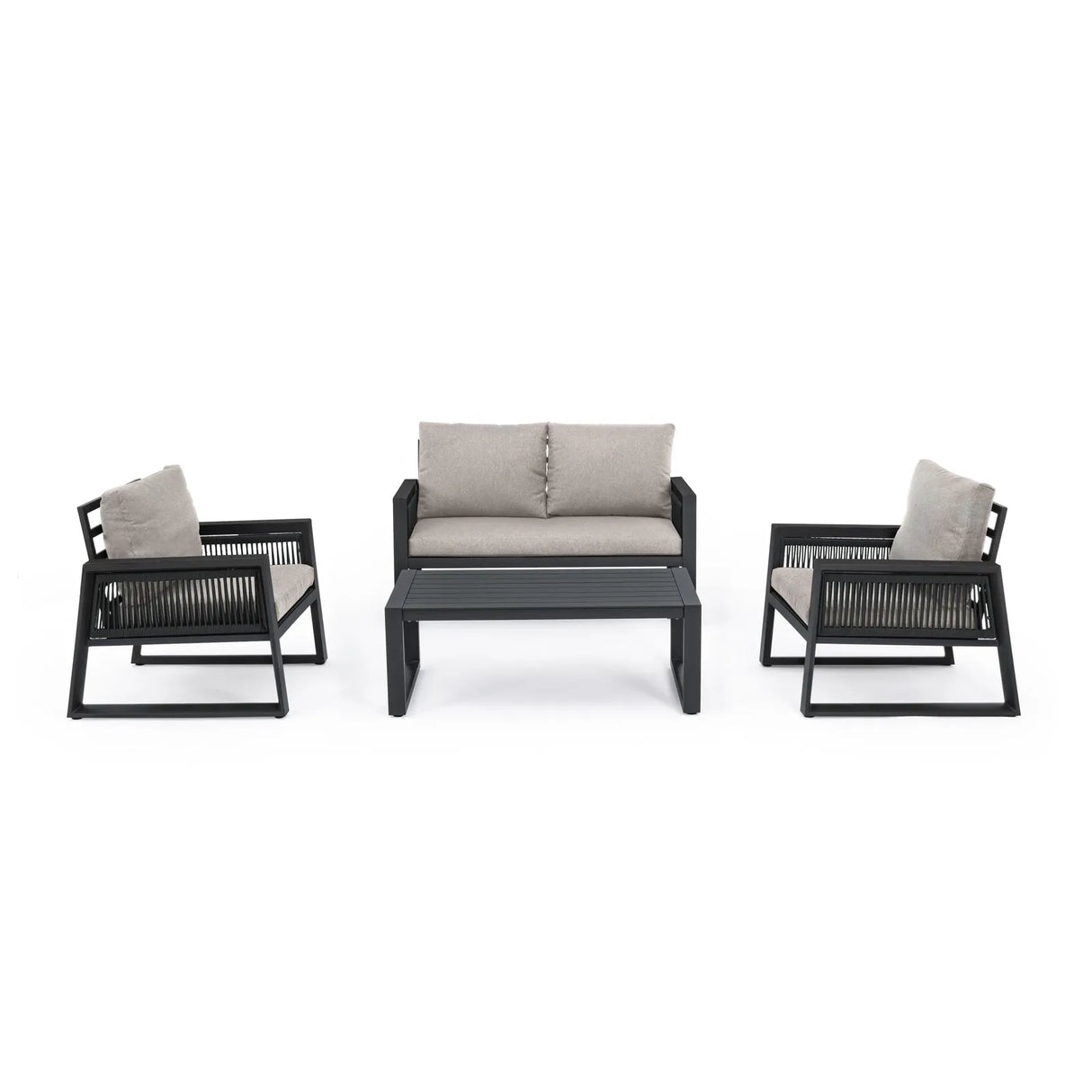 Gartenlounge Set 4er Set mit Kissen Captiva Anthrazit - ZEN ZONE Furniture