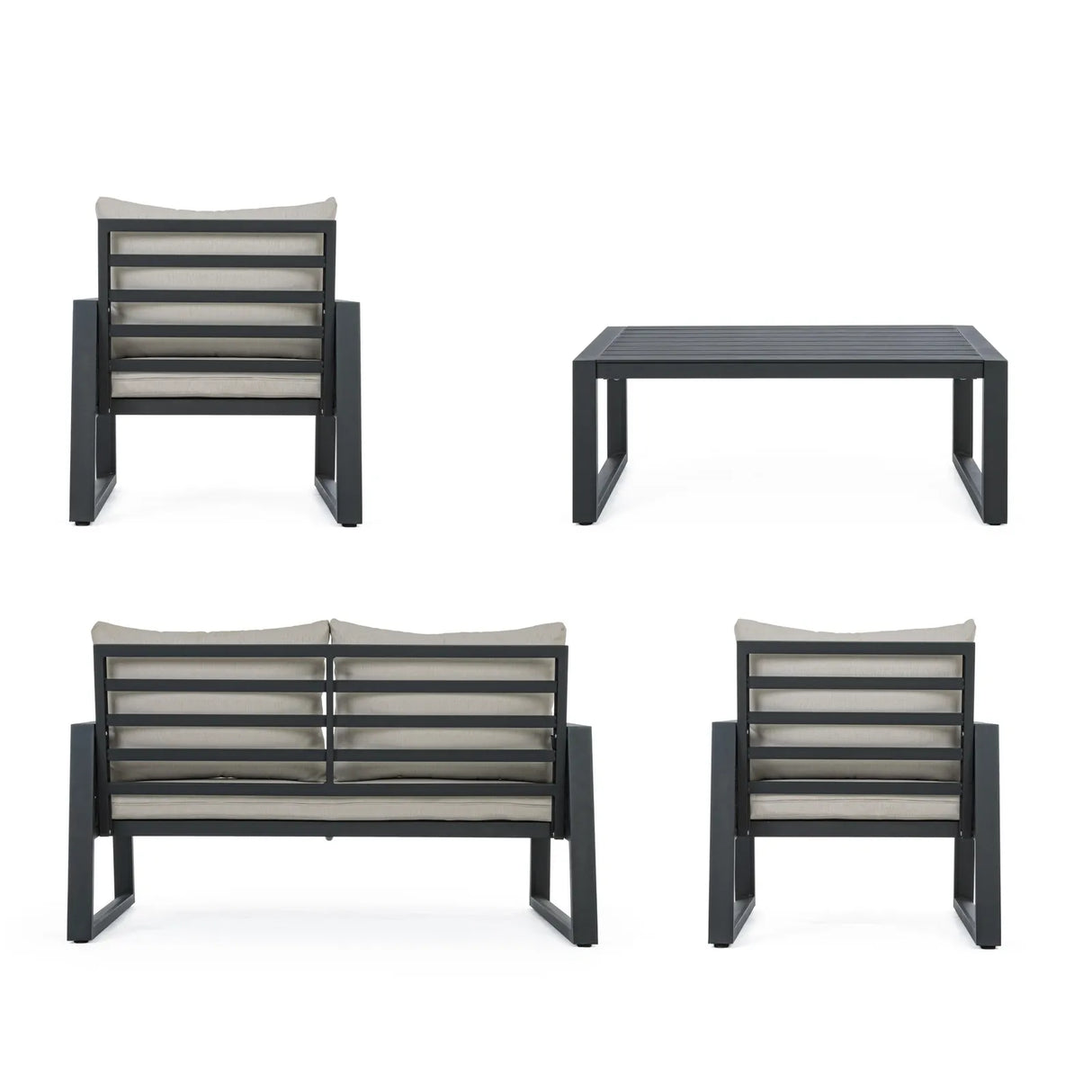 Gartenlounge Set 4er Set mit Kissen Captiva Anthrazit - ZEN ZONE Furniture