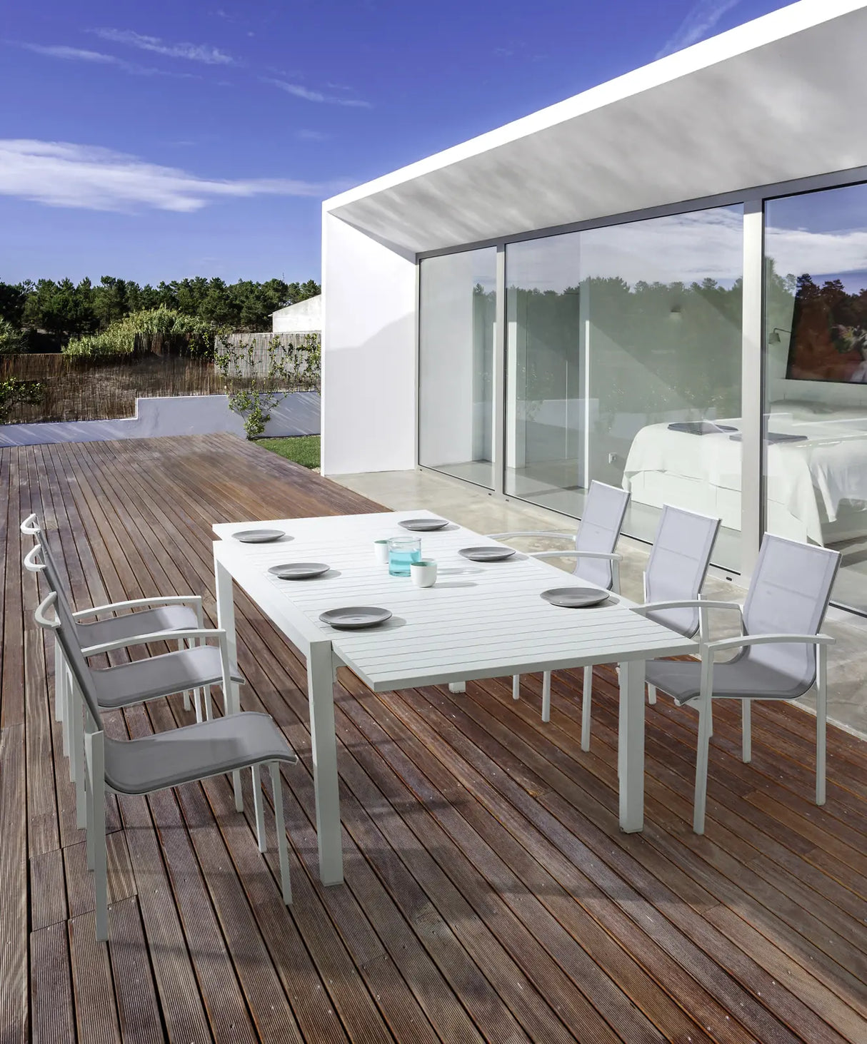 Gartentisch ausziehbar 135-270x90 Weiß Pelagius - ZEN ZONE Furniture