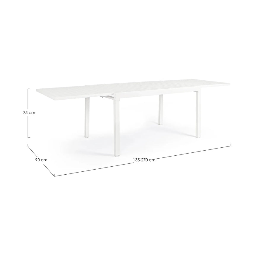 Gartentisch ausziehbar 135-270x90 Weiß Pelagius - ZEN ZONE Furniture