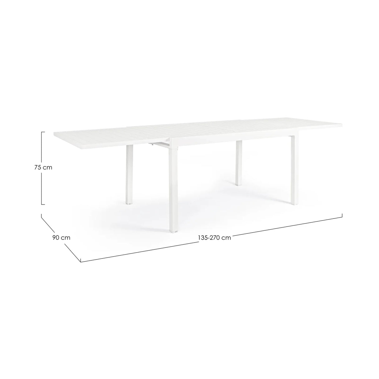 Gartentisch ausziehbar 135-270x90 Weiß Pelagius - ZEN ZONE Furniture