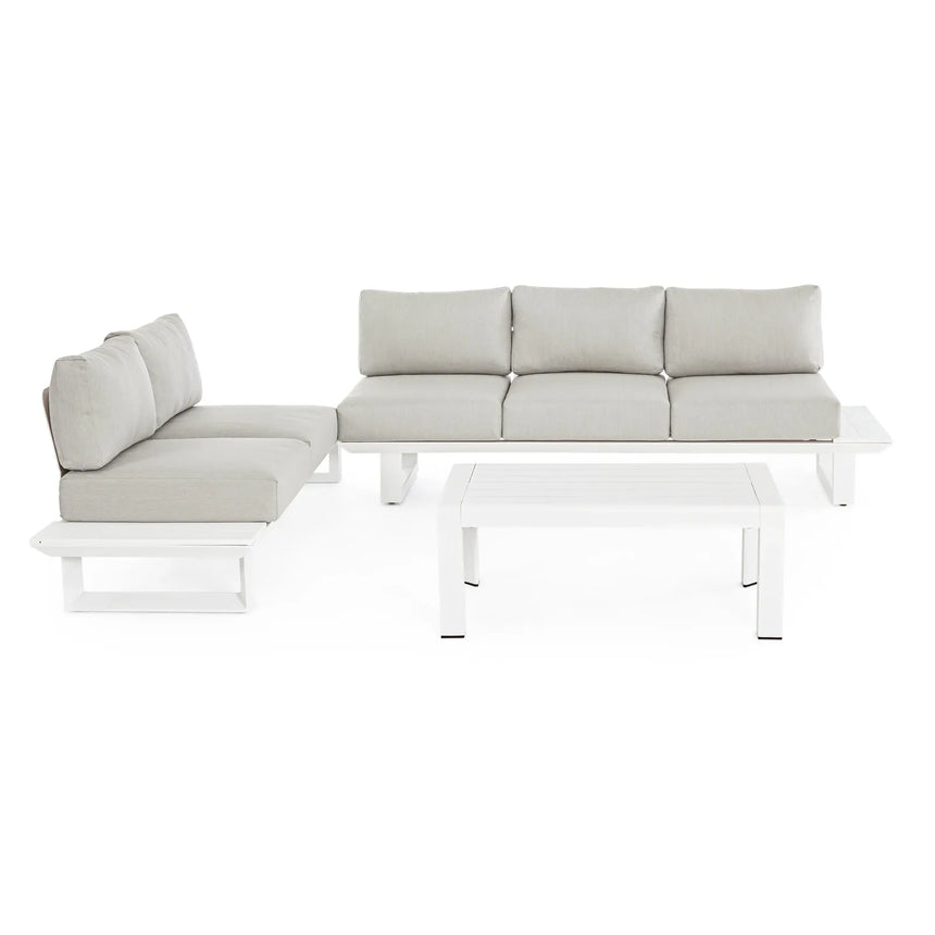 Gartenlounge Eck-Sitzgruppe mit Kissen Weiß CX21 Konnor - ZEN ZONE Furniture