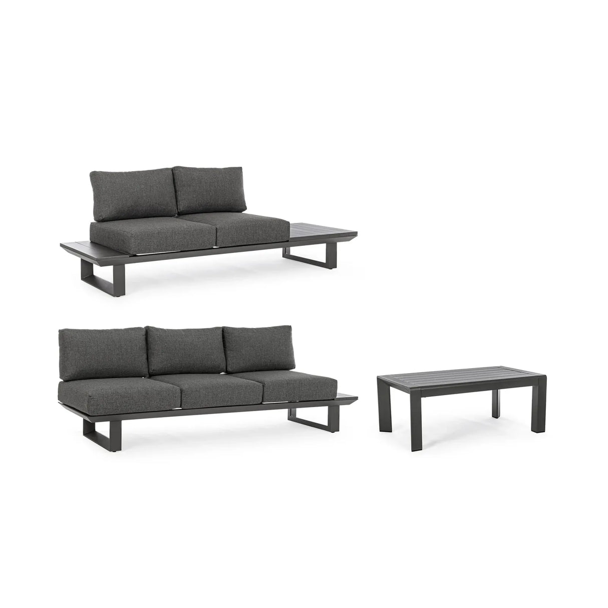 Gartenlounge Eck-Sitzgruppe mit Kissen Anthrazit CX23 Konnor - ZEN ZONE Furniture