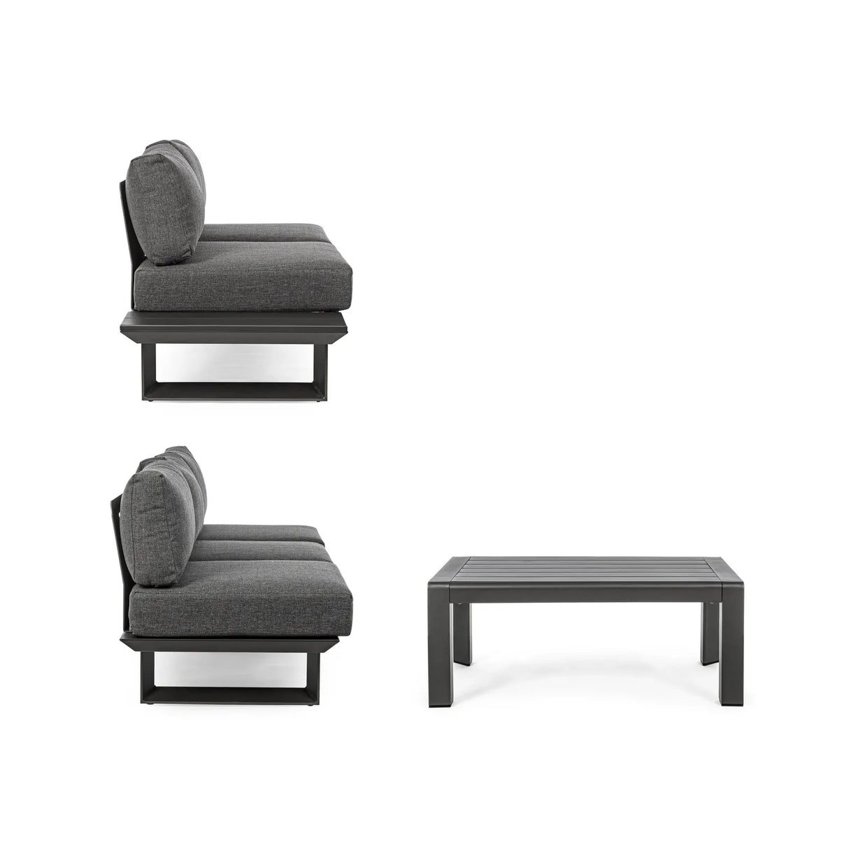 Gartenlounge Eck-Sitzgruppe mit Kissen Anthrazit CX23 Konnor - ZEN ZONE Furniture