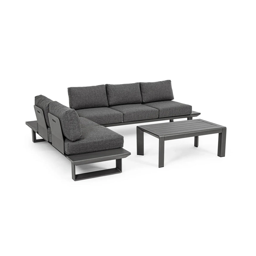 Gartenlounge Eck-Sitzgruppe mit Kissen Anthrazit CX23 Konnor - ZEN ZONE Furniture