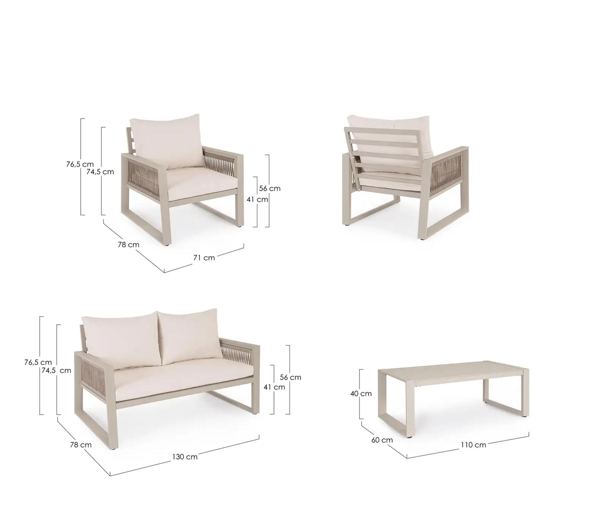 Outdoor 4er Lounge Set Captiva Peyote - ZEN ZONE Furniture