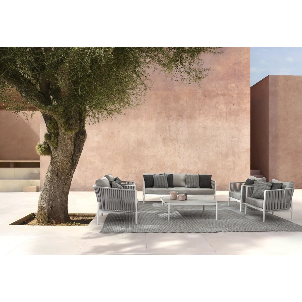 Garten-Sofa 3-Sitzer mit Kissen Florencia Weiß WG20 - ZEN ZONE Furniture