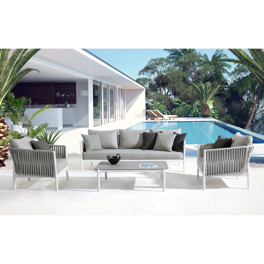 Garten-Sofa 3-Sitzer mit Kissen Florencia Weiß WG20 - ZEN ZONE Furniture