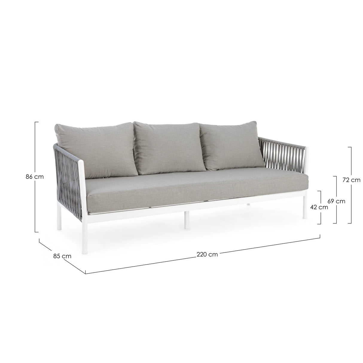 Garten-Sofa 3-Sitzer mit Kissen Florencia Weiß WG20 - ZEN ZONE Furniture