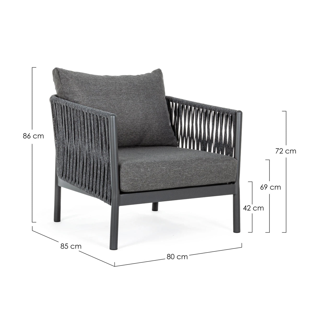 Outdoor Sessel mit Kissen Florencia Anthrazit WG21 - ZEN ZONE Furniture