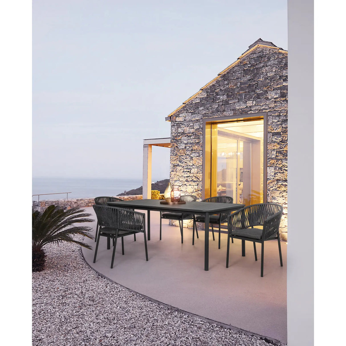 Gartenstuhl mit Armlehne und Kissen Florencia Anthrazit - ZEN ZONE Furniture