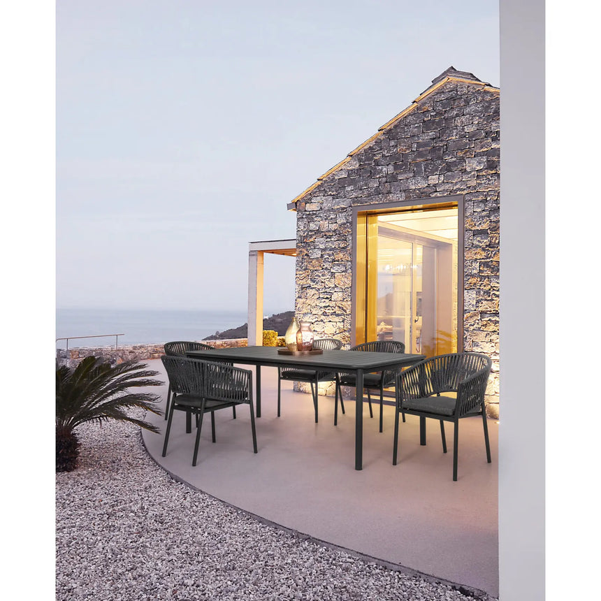 Gartenstuhl mit Armlehne und Kissen Florencia Anthrazit - ZEN ZONE Furniture