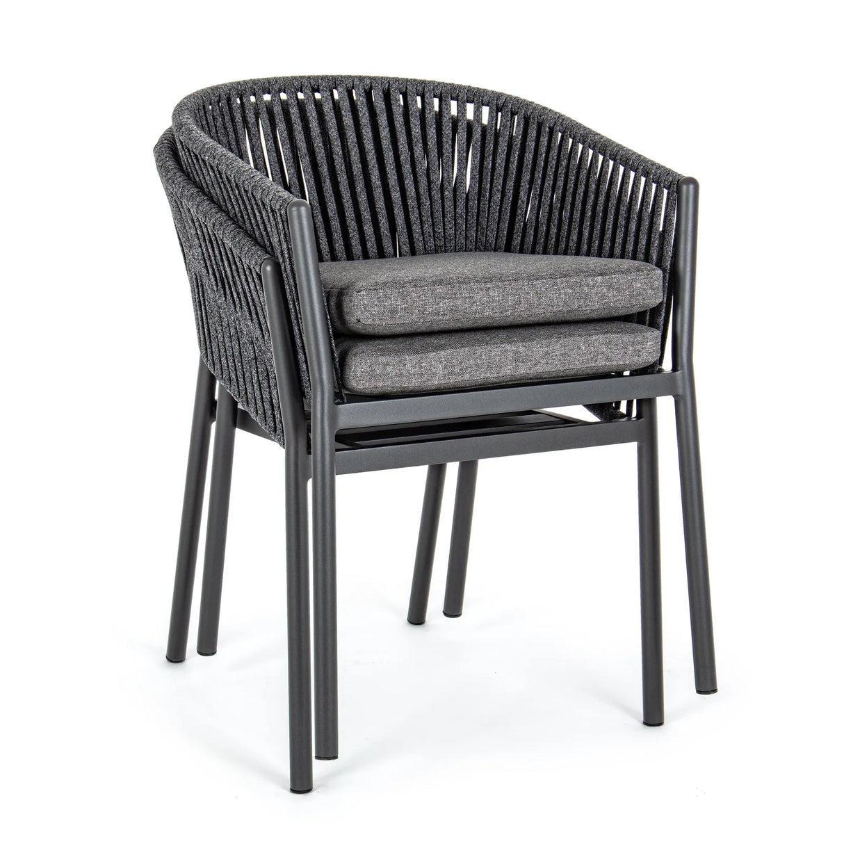 Gartenstuhl mit Armlehne und Kissen Florencia Anthrazit - ZEN ZONE Furniture