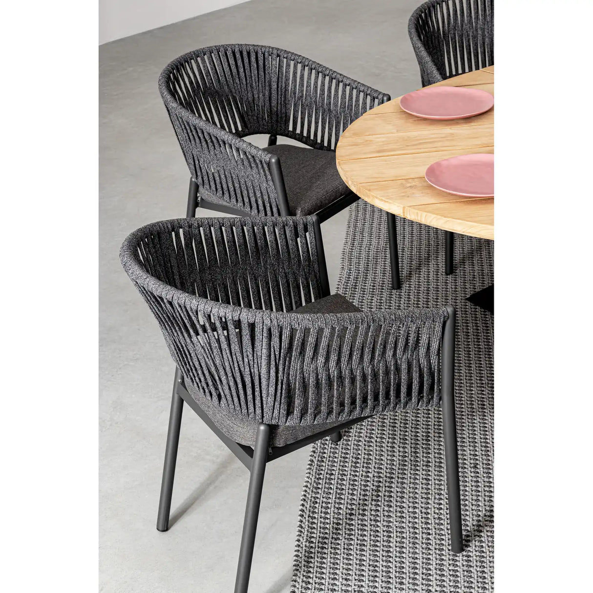 Gartenstuhl mit Armlehne und Kissen Florencia Anthrazit - ZEN ZONE Furniture