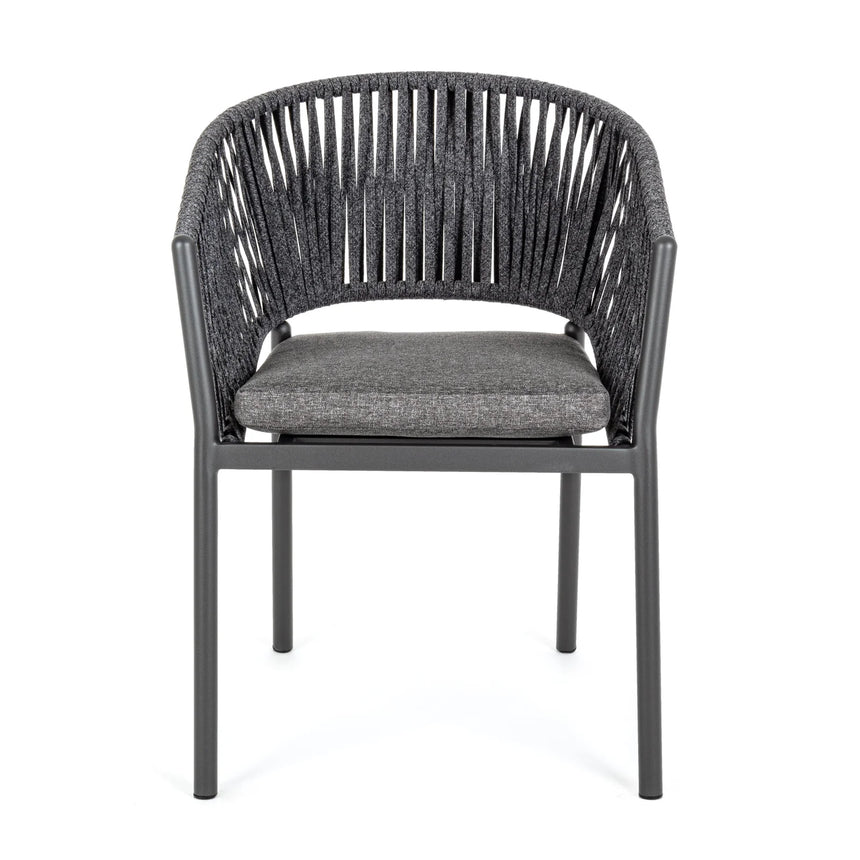 Gartenstuhl mit Armlehne und Kissen Florencia Anthrazit - ZEN ZONE Furniture