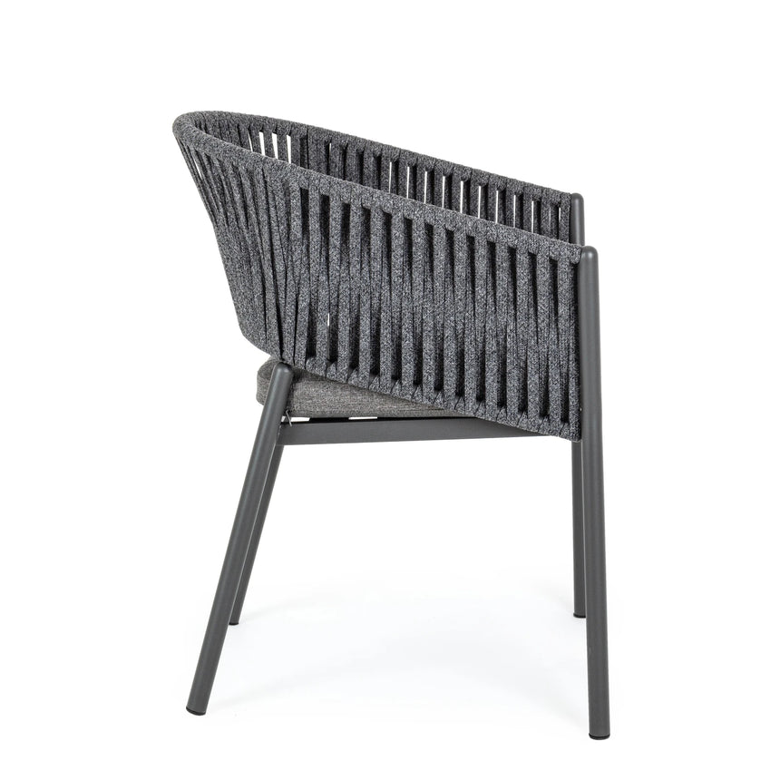Gartenstuhl mit Armlehne und Kissen Florencia Anthrazit - ZEN ZONE Furniture
