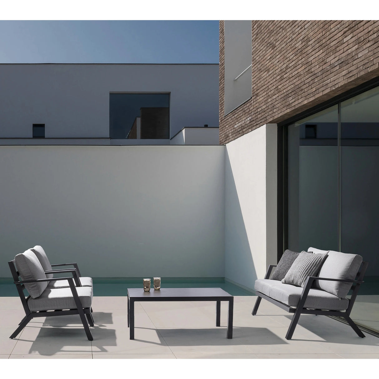 Gartenlounge Set 4er Set Harley mit Kissen Anthrazit YK13 - ZEN ZONE Furniture