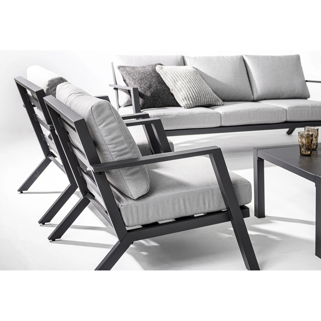 Gartenlounge Set 4er Set Harley mit Kissen Anthrazit YK13 - ZEN ZONE Furniture