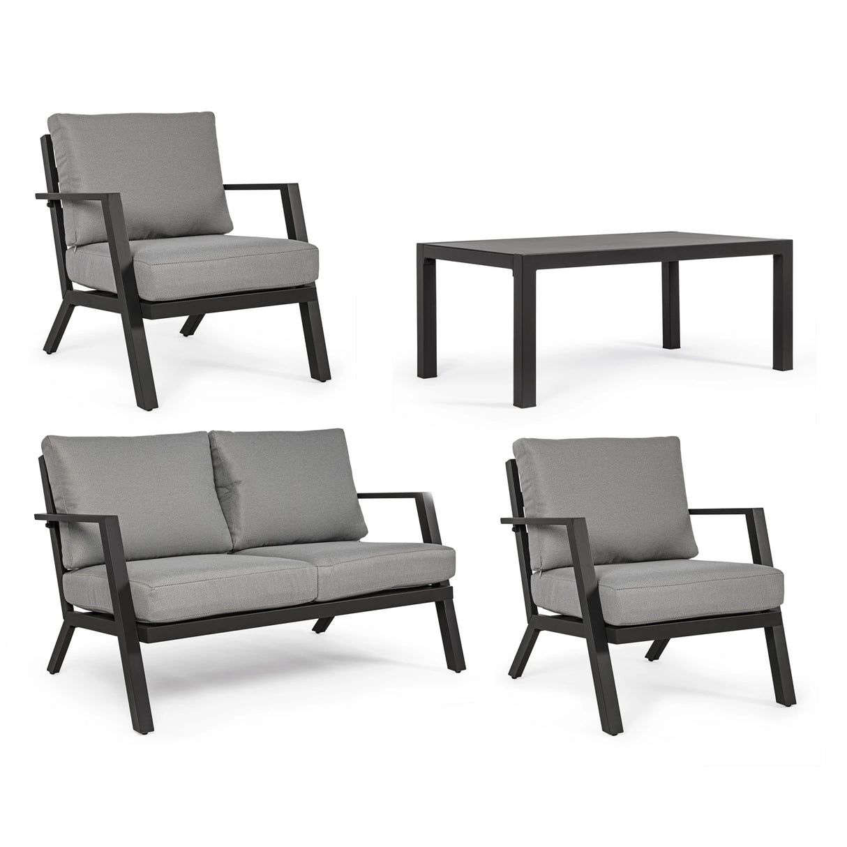 Gartenlounge Set 4er Set Harley mit Kissen Anthrazit YK13 - ZEN ZONE Furniture