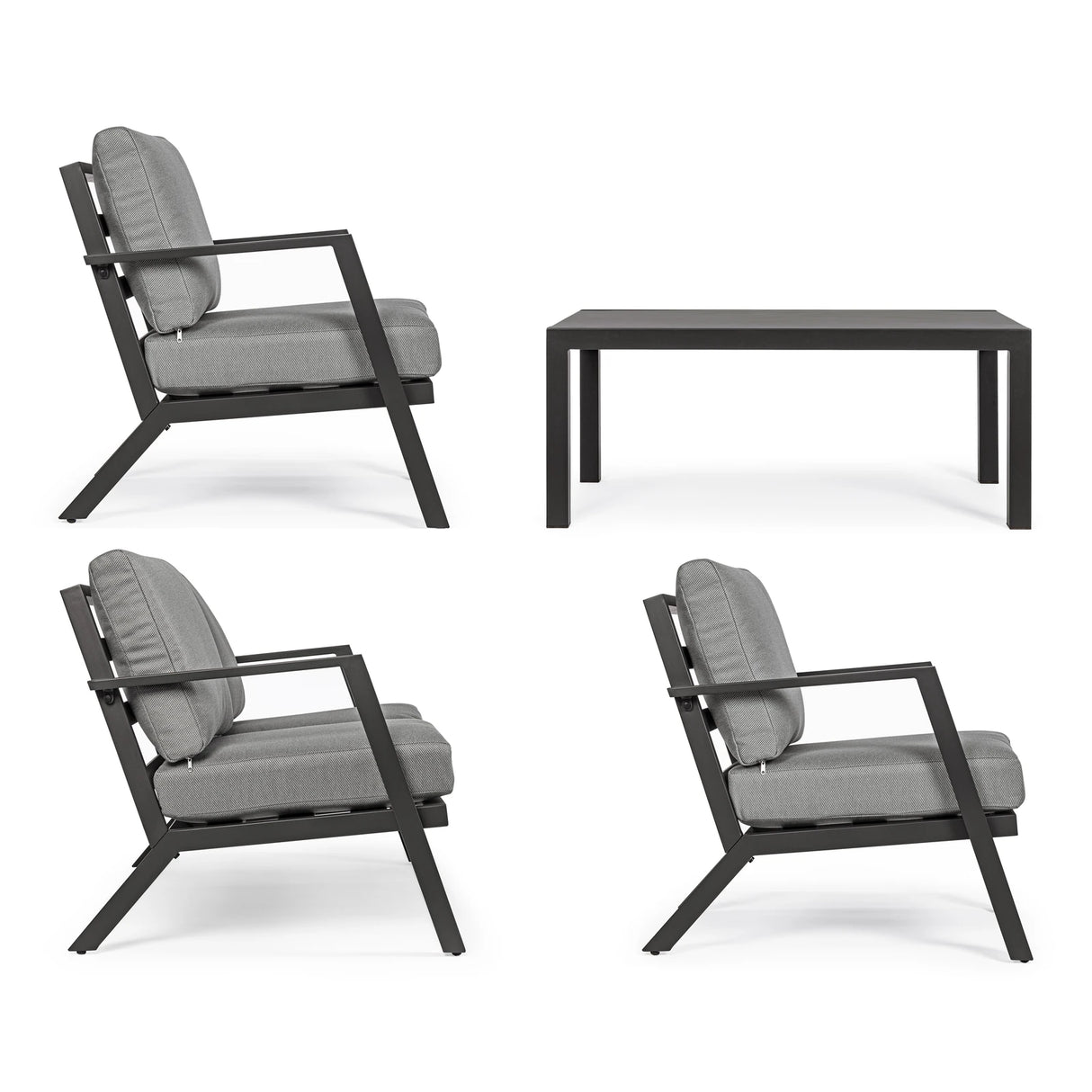 Gartenlounge Set 4er Set Harley mit Kissen Anthrazit YK13 - ZEN ZONE Furniture