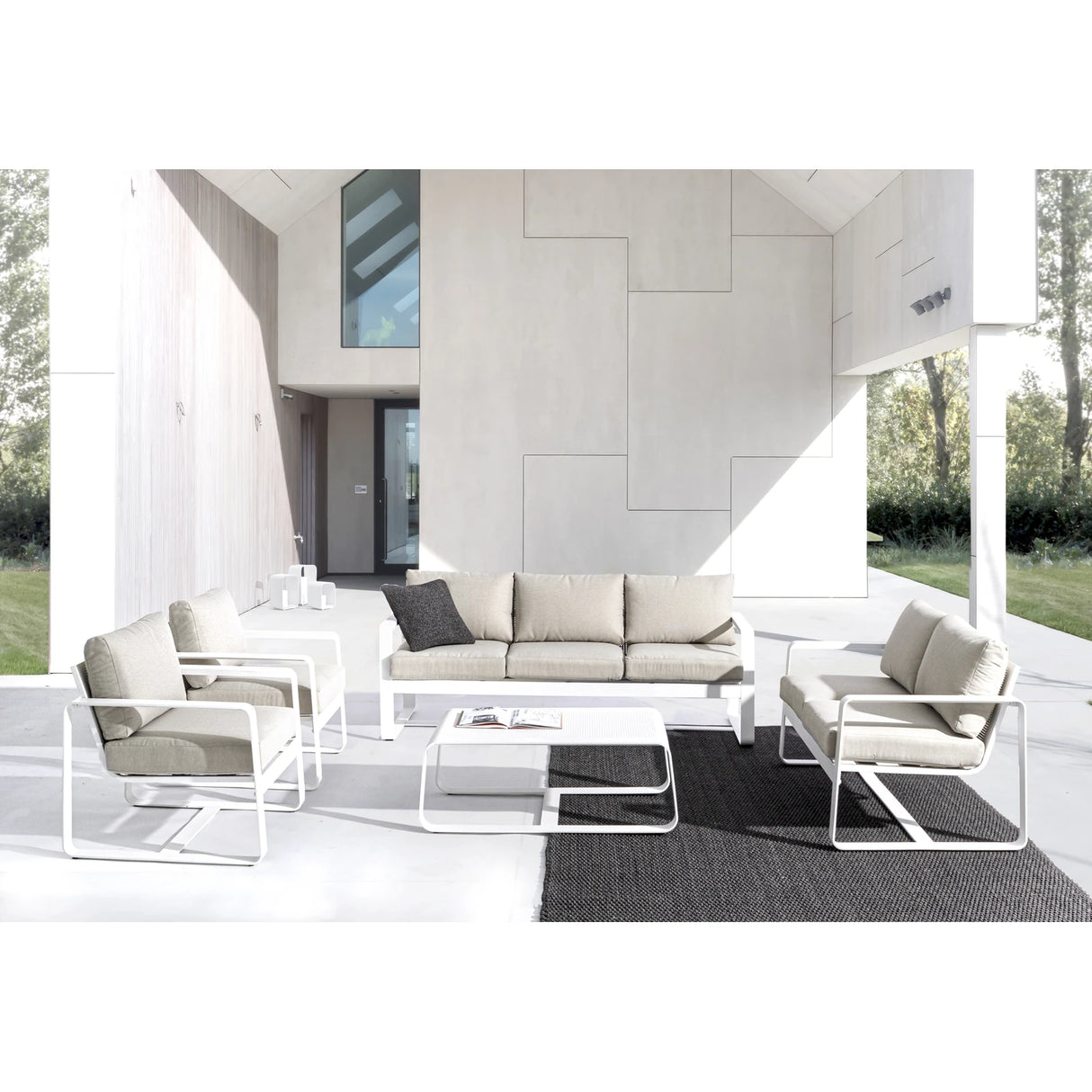 Garten-Sofa 2-Sitzer mit Kissen Merrigan Weiß - ZEN ZONE Furniture