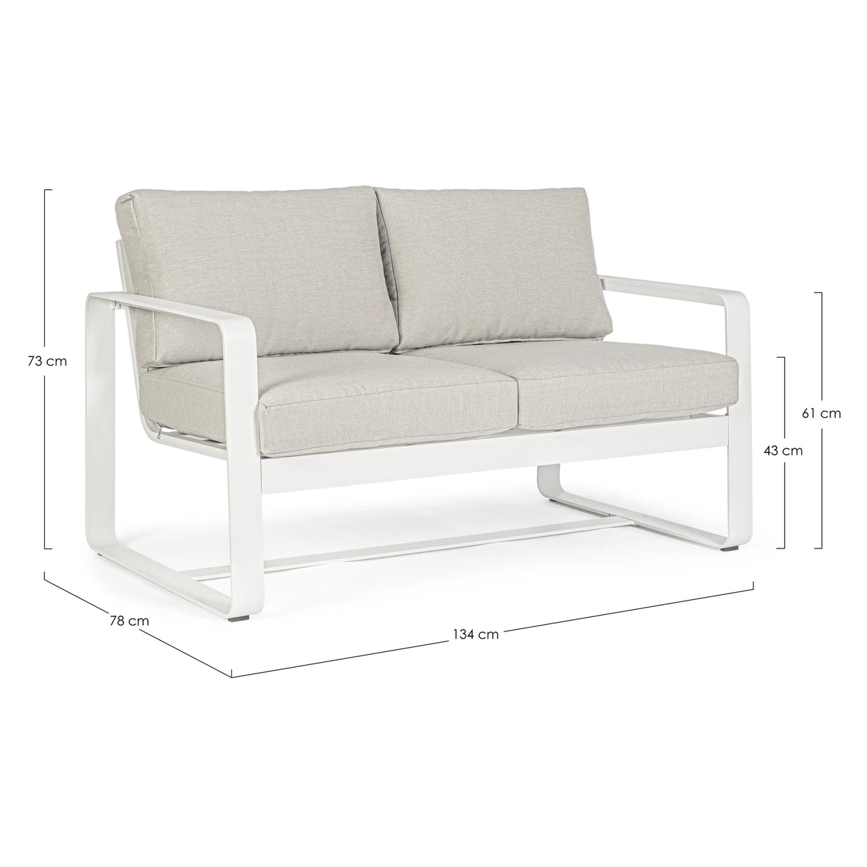 Garten-Sofa 2-Sitzer mit Kissen Merrigan Weiß - ZEN ZONE Furniture