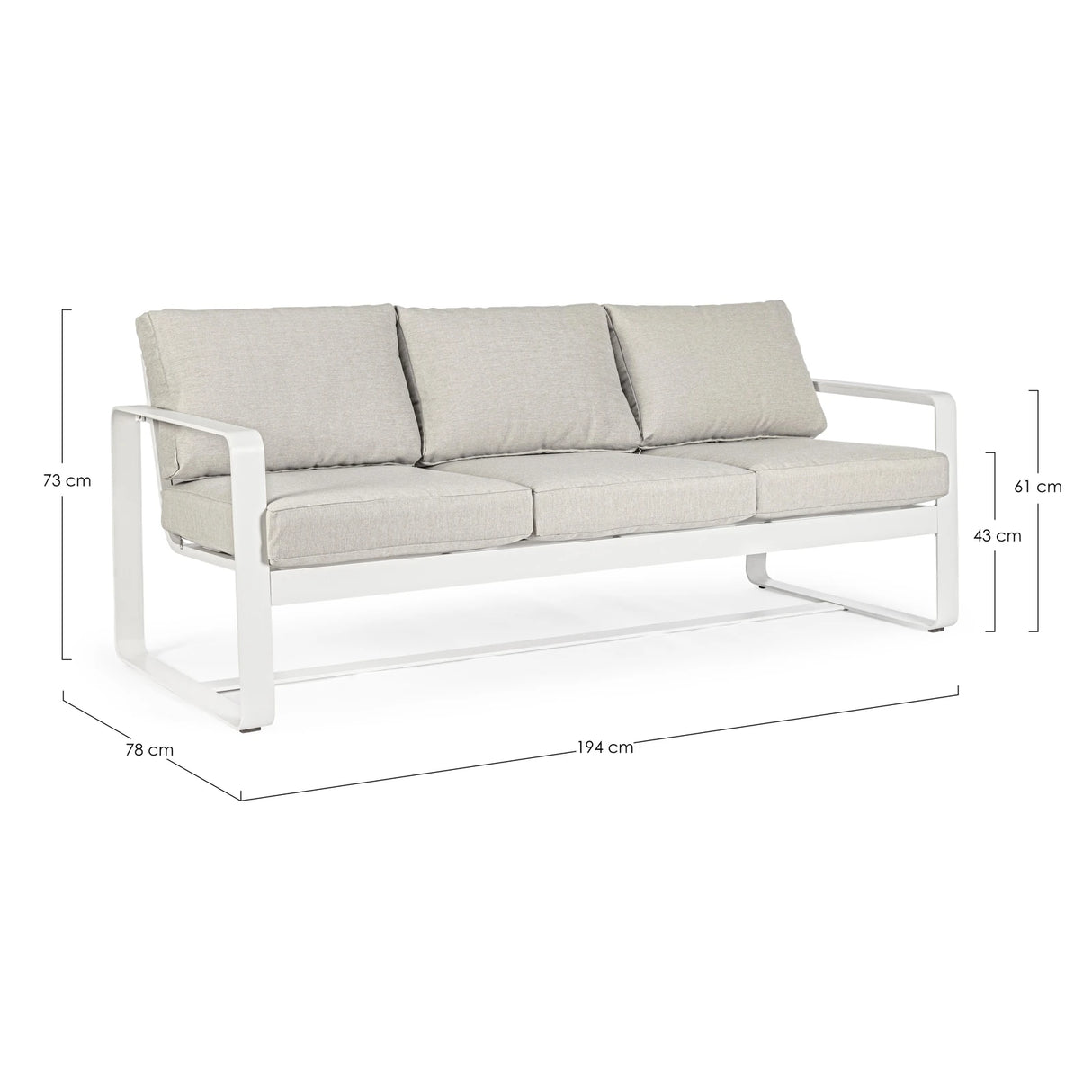 Garten-Sofa 3-Sitzer mit Kissen Merrigan Weiß YK11 - ZEN ZONE Furniture