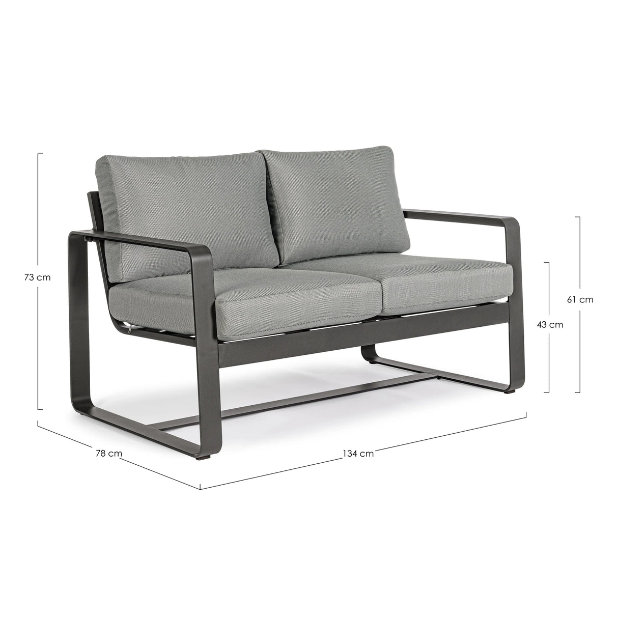 Garten-Sofa 2-Sitzer mit Kissen Merrigan Anthrazit YK13 - ZEN ZONE Furniture