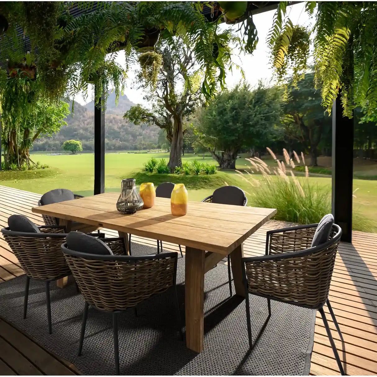 Gartenstuhl mit Armlehne und Kissen Maribela Anthrazit YK13 - ZEN ZONE Furniture
