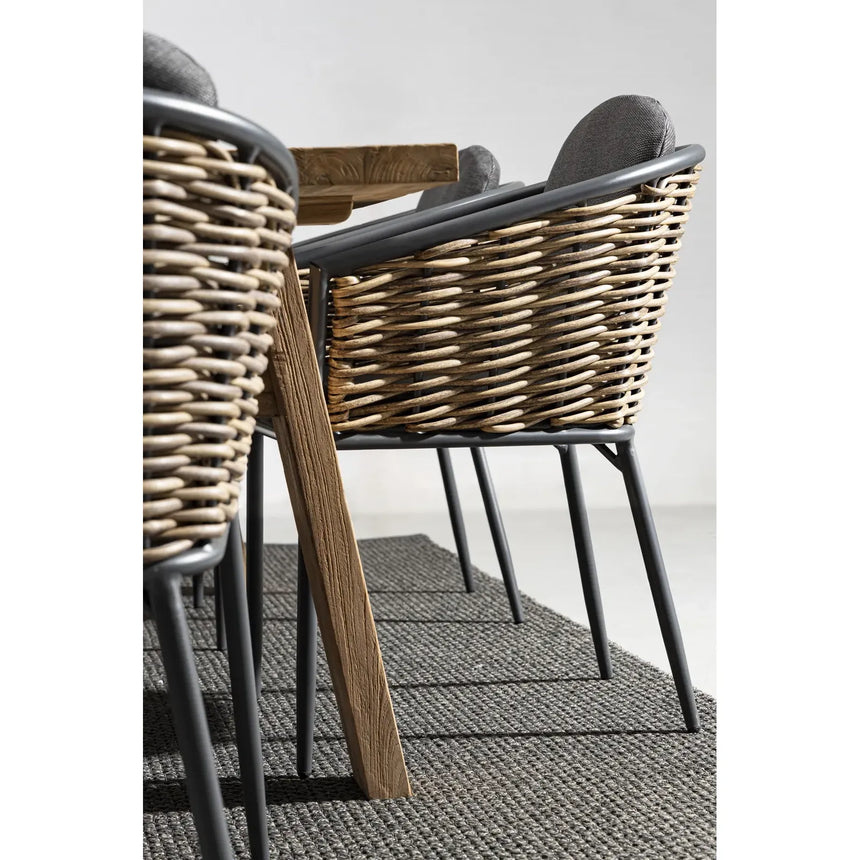 Gartenstuhl mit Armlehne und Kissen Maribela Anthrazit YK13 - ZEN ZONE Furniture