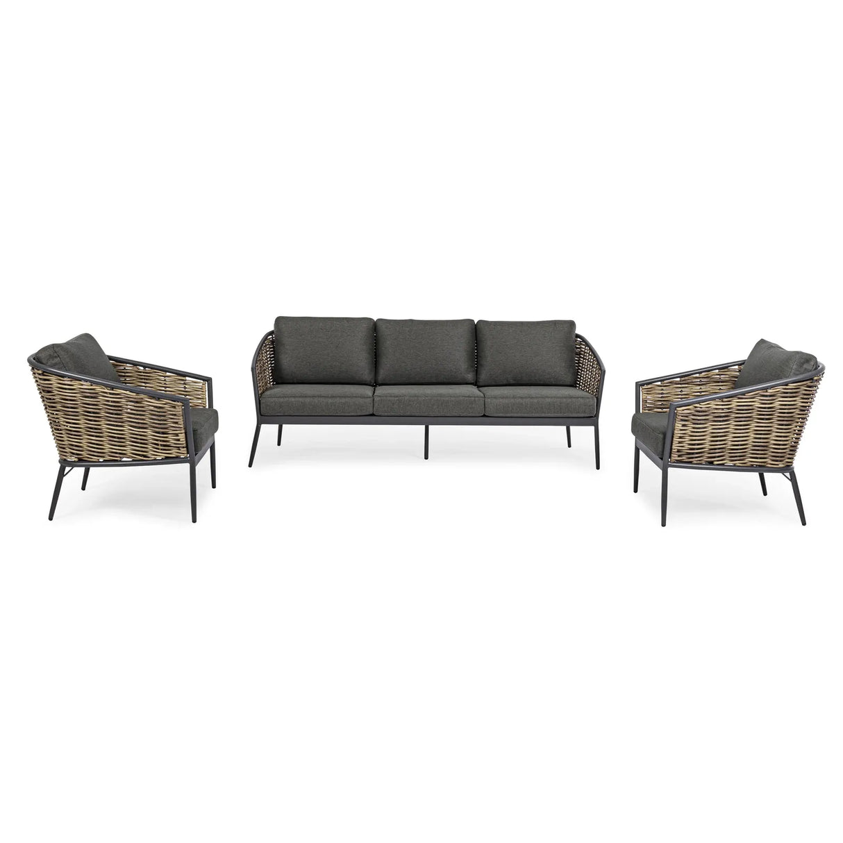 Gartenlounge Set 3er Set Maribela Anthrazit mit Kissen YK13 - ZEN ZONE Furniture