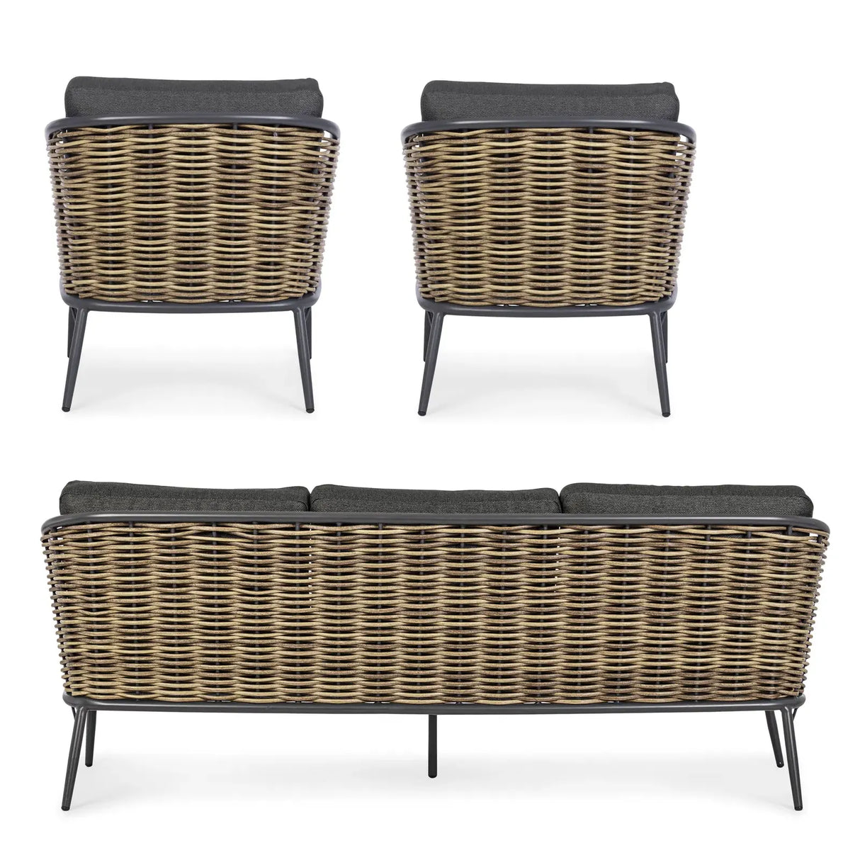 Gartenlounge Set 3er Set Maribela Anthrazit mit Kissen YK13 - ZEN ZONE Furniture