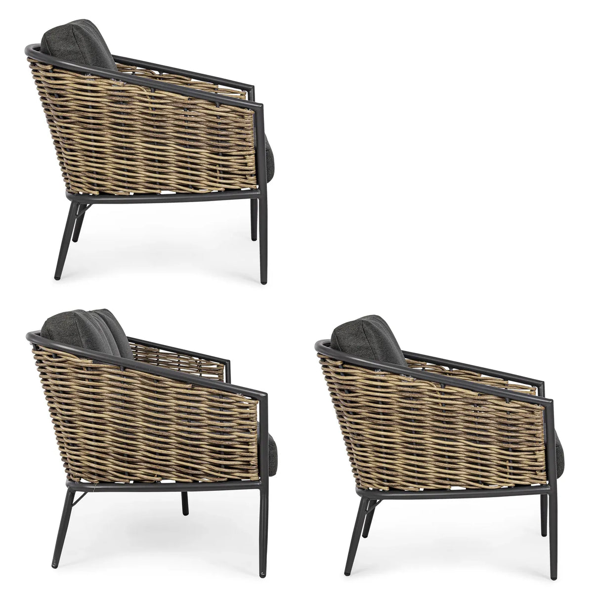 Gartenlounge Set 3er Set Maribela Anthrazit mit Kissen YK13 - ZEN ZONE Furniture