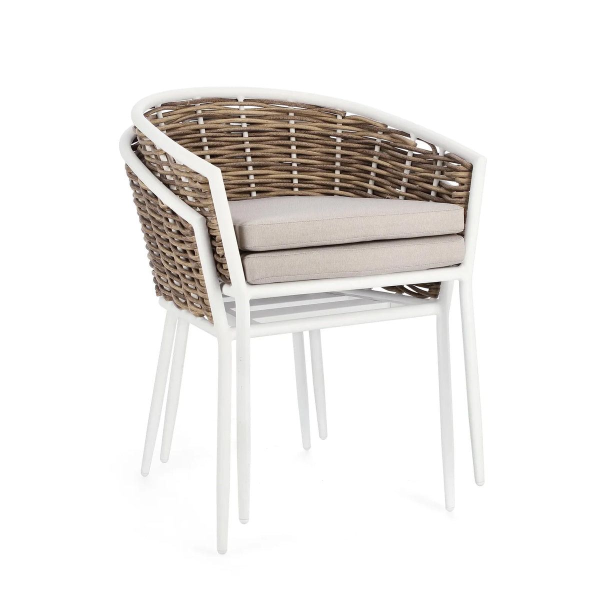 Gartenstuhl mit Armlehne und Kissen Maribela Weiß YK13 - ZEN ZONE Furniture