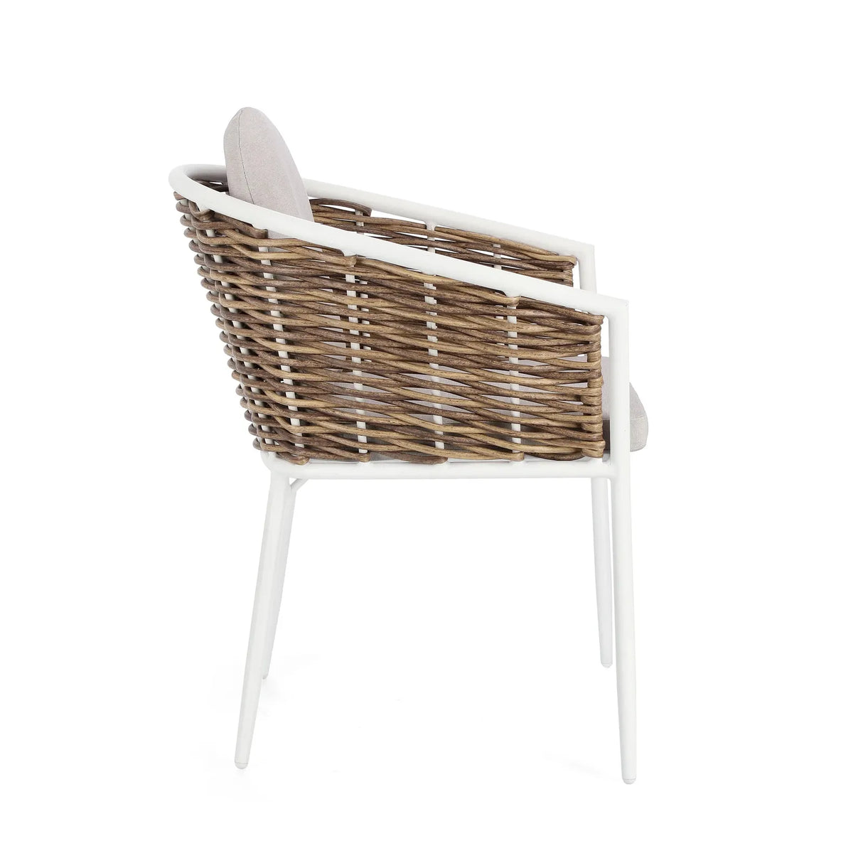 Gartenstuhl mit Armlehne und Kissen Maribela Weiß YK13 - ZEN ZONE Furniture