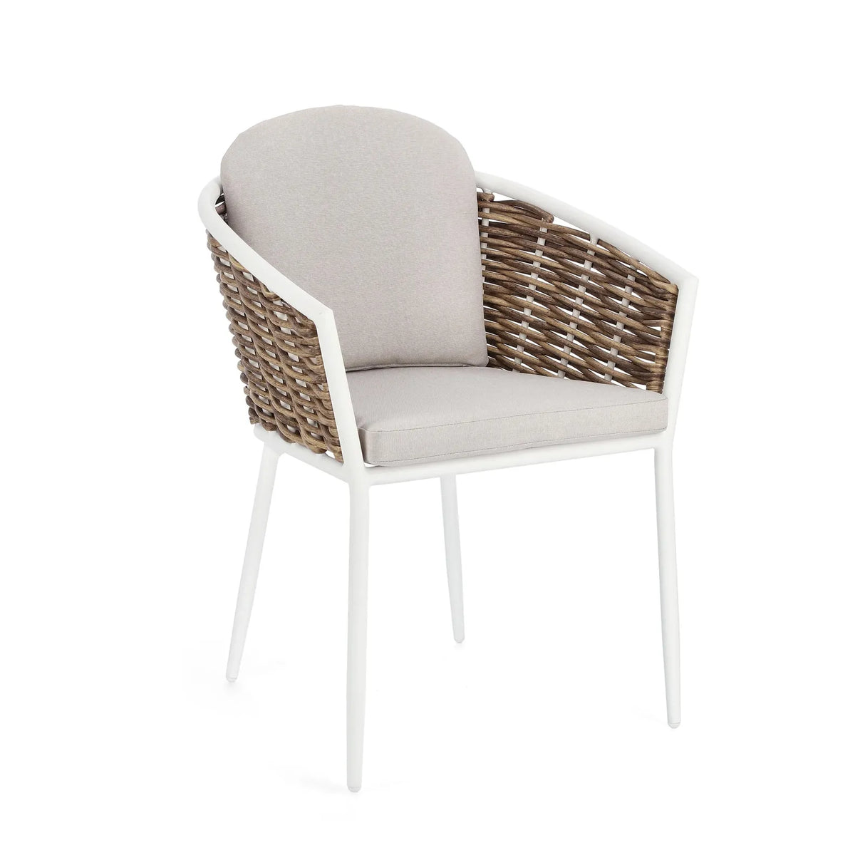 Gartenstuhl mit Armlehne und Kissen Maribela Weiß YK13 - ZEN ZONE Furniture