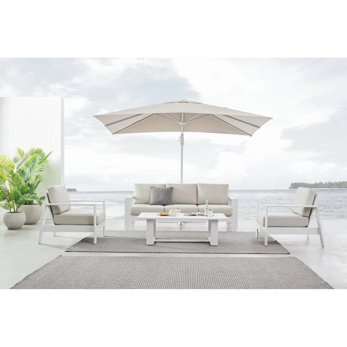 Gartenlounge Set 4er Set Baltic mit Kissen Weiß YK11 - ZEN ZONE Furniture