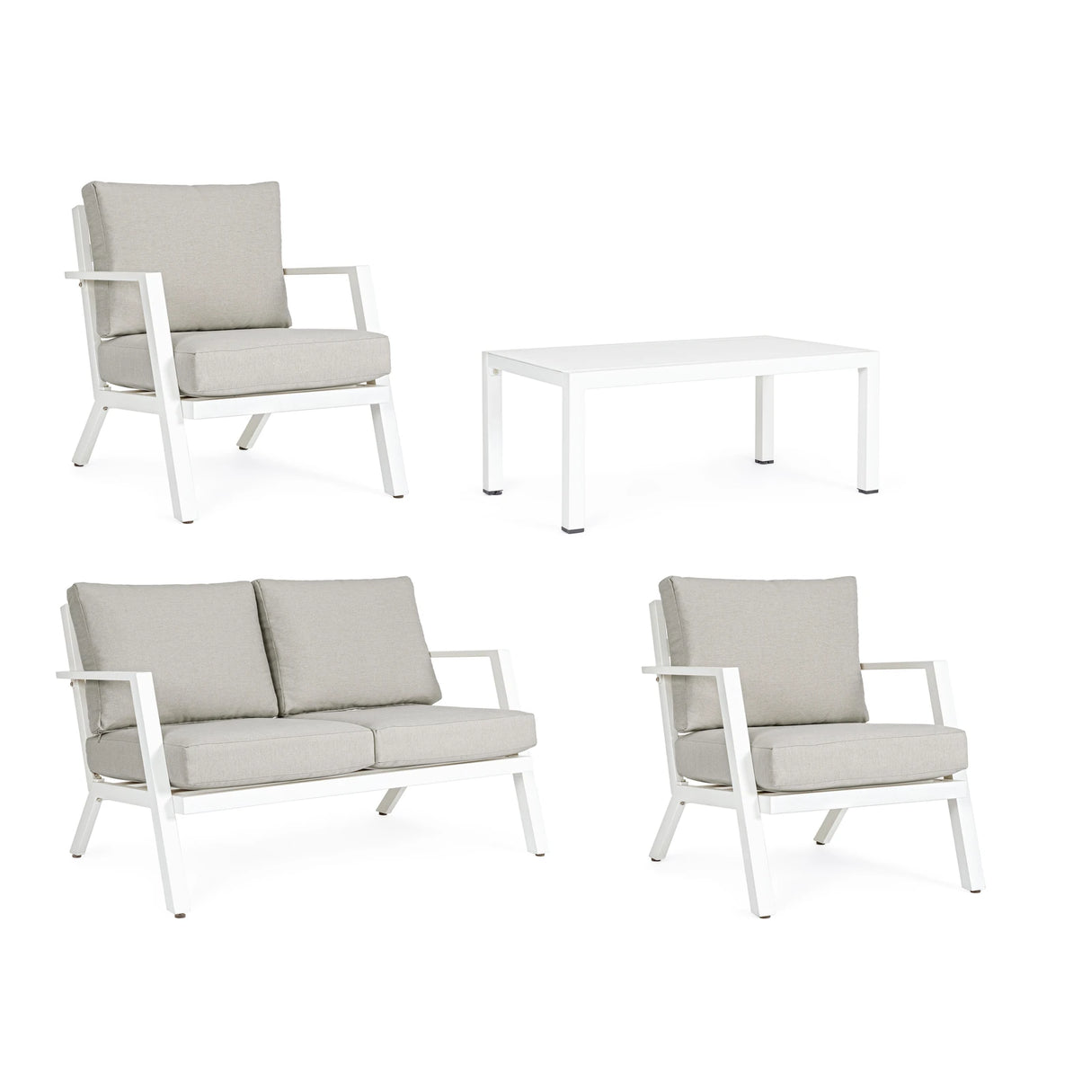 Gartenlounge Set 4er Set Harlem mit Kissen Weiß YK11 - ZEN ZONE Furniture